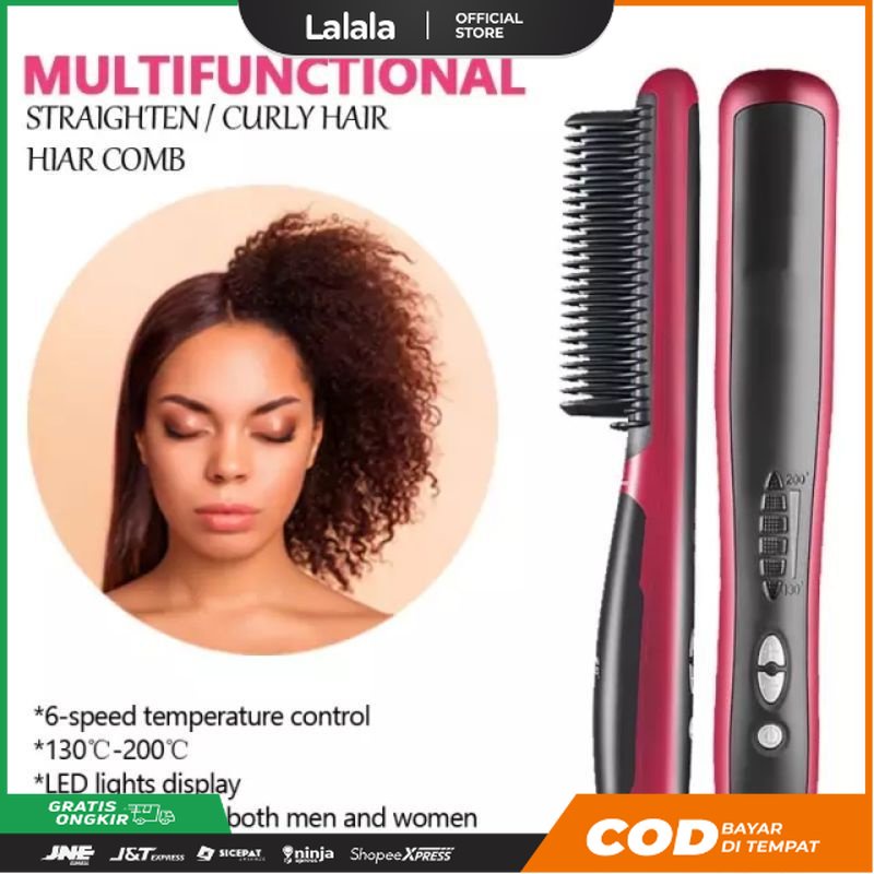 ORIGINAL Catok Sisir Pelurus Rambut Fast Hair Straightener Brush - Catokan Sisir Blow Rambut 2 in 1 