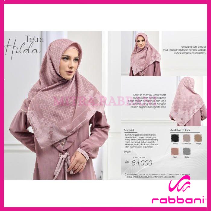 DISKON RABBANI ORI - RABBANI KERUDUNG Segiempat TETRA HILDA SCRAFT ori | Jilbab segi4 Motif Segi emp