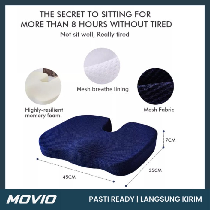 Movio Bantal Duduk Memory Foam - Bantal Kursi Sofa / Bantal Alas Duduk