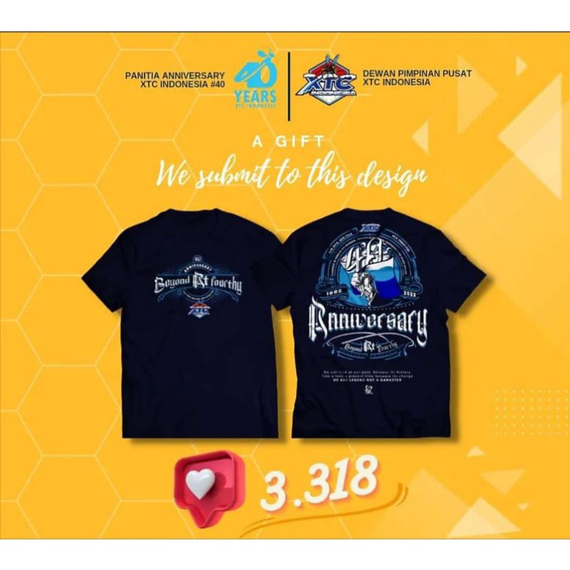 kaos ANNIVERSARY 40 Resmi DPP XTC INDONESIA