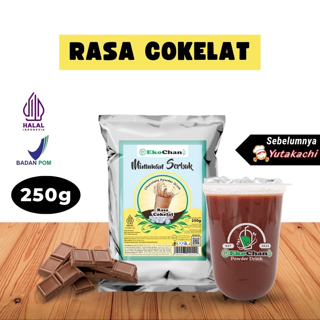 

Bubuk Minuman Coklat 250 Gram EkoChan / Powder Drink Aneka Rasa / Bubuk Minuman Kekinian / Serbuk Minuman / Bubble Drink