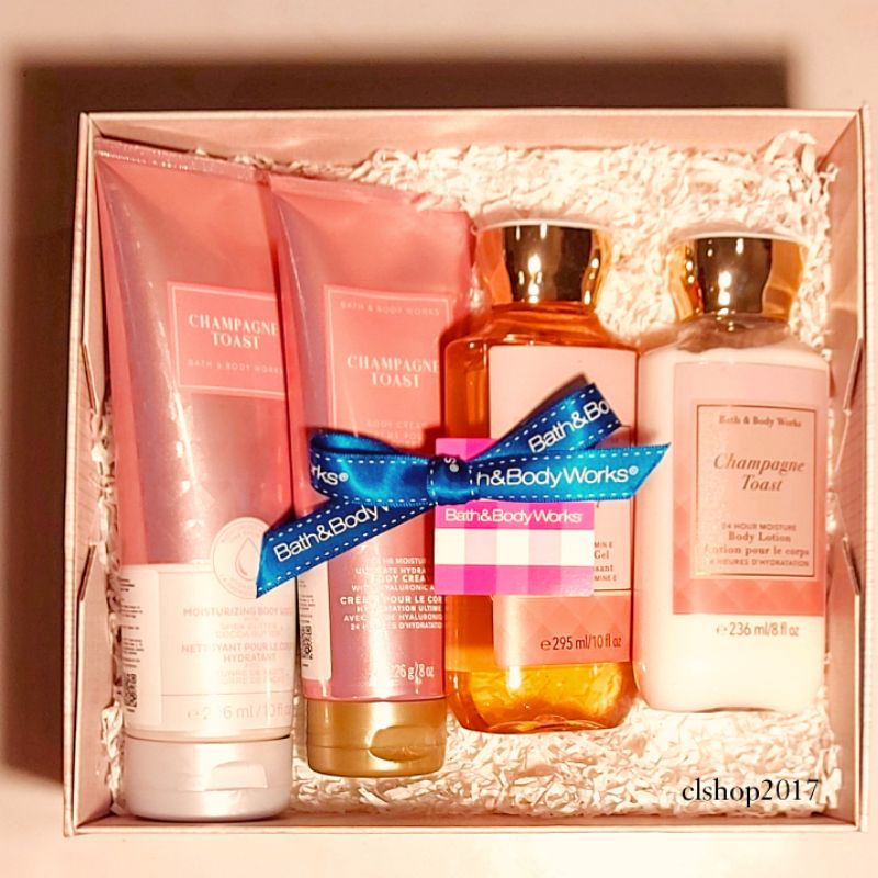 BBW CHAMPAGNE TOAST FULL SIZE GIFT SET PAKET BATH &amp; BODY WORKS