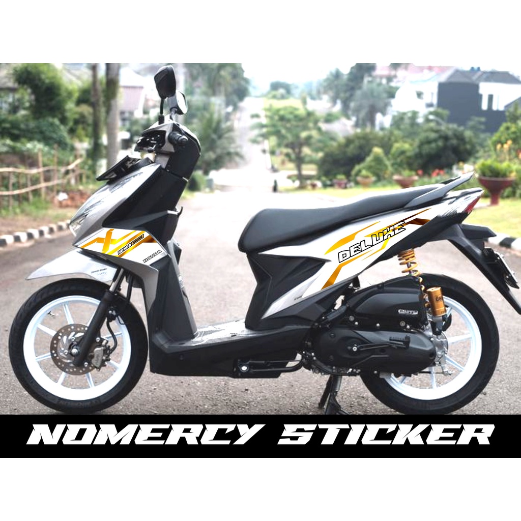 STRIPING/STICKER BEAT DELUXE 2020 WARNA PUTIH LIS GOLD