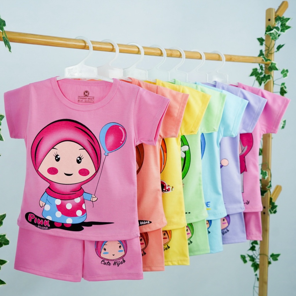 SETELAN KAOS ANAK PEREMPUAN 1-7 Tahun - HIJAB COLOR