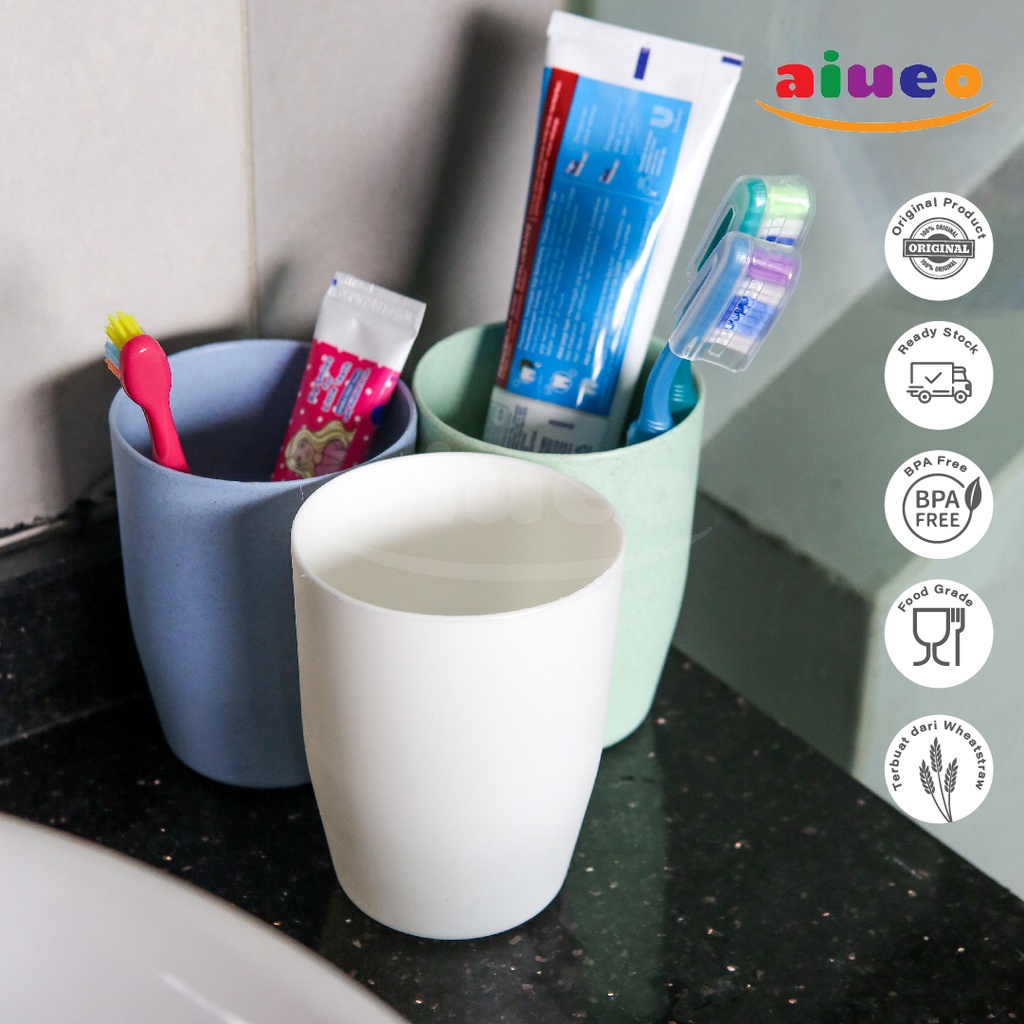 AIUEO | Gelas Kumur dan Sikat Gigi Kamar Mandi Tempat Sikat Gigi Odol (Dandelion) | Gelas Plastik | Gelas Grosir | Gelas murah | Gelas anak