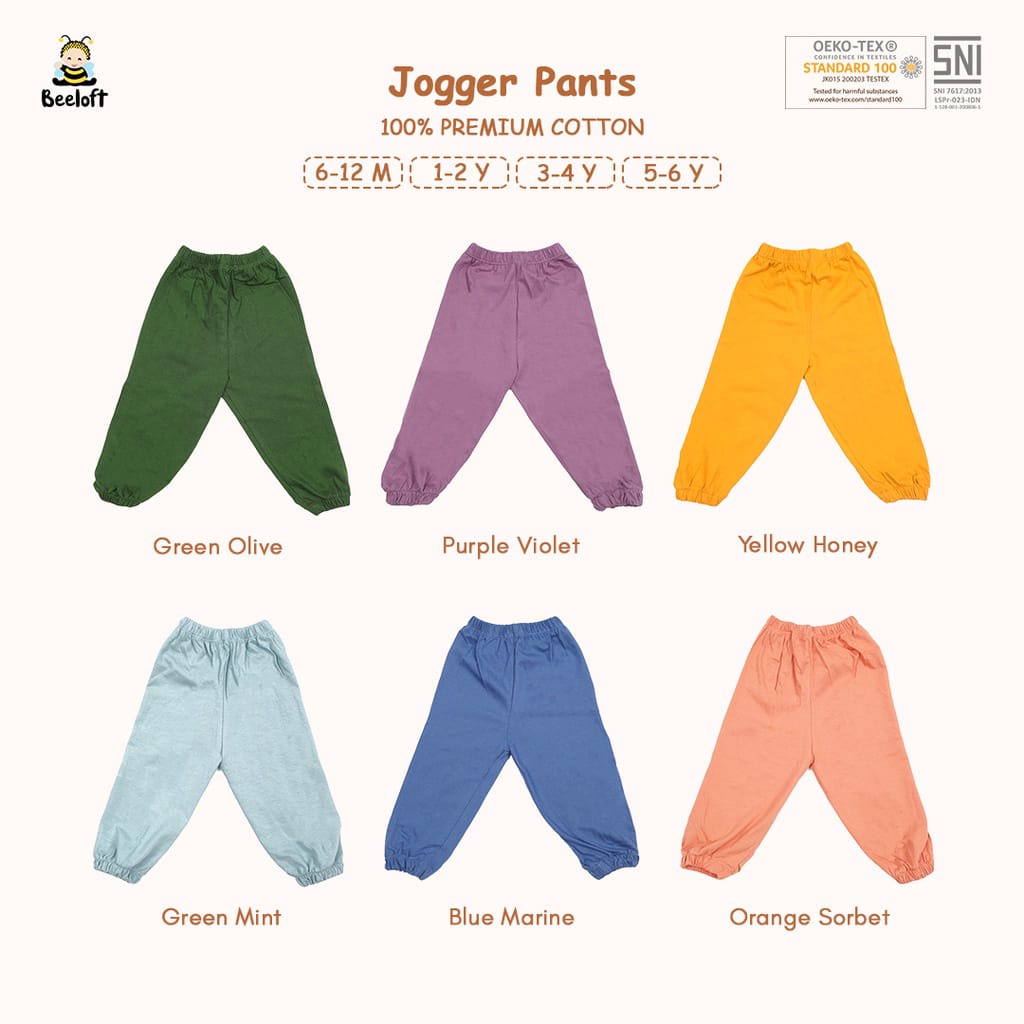 Jogger Pants Celana Panjang Anak Unisex Beeloft 6 Bulan - 6 Tahun