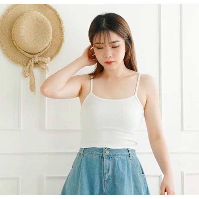 CAVALU Basic Tanktop Rajut Knit Crop Top Korea Tank Top Tali 136