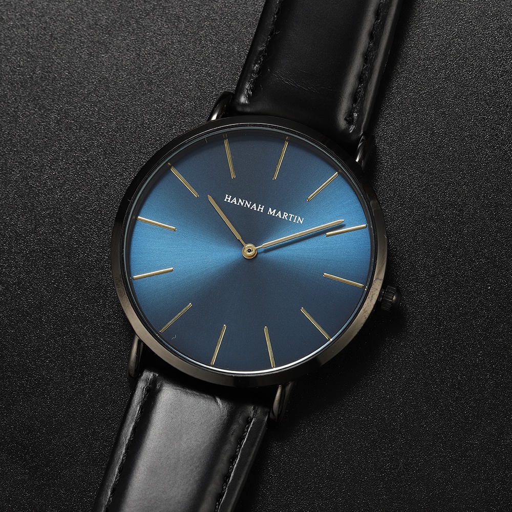 HANNAH MARTIN Jam Tangan Pria 100% Original Keren Sangat tipis Quartz COWOK Couple Kulit Anti Air Men Watch COD Laki Arloji Men Watch murah CH03+-7