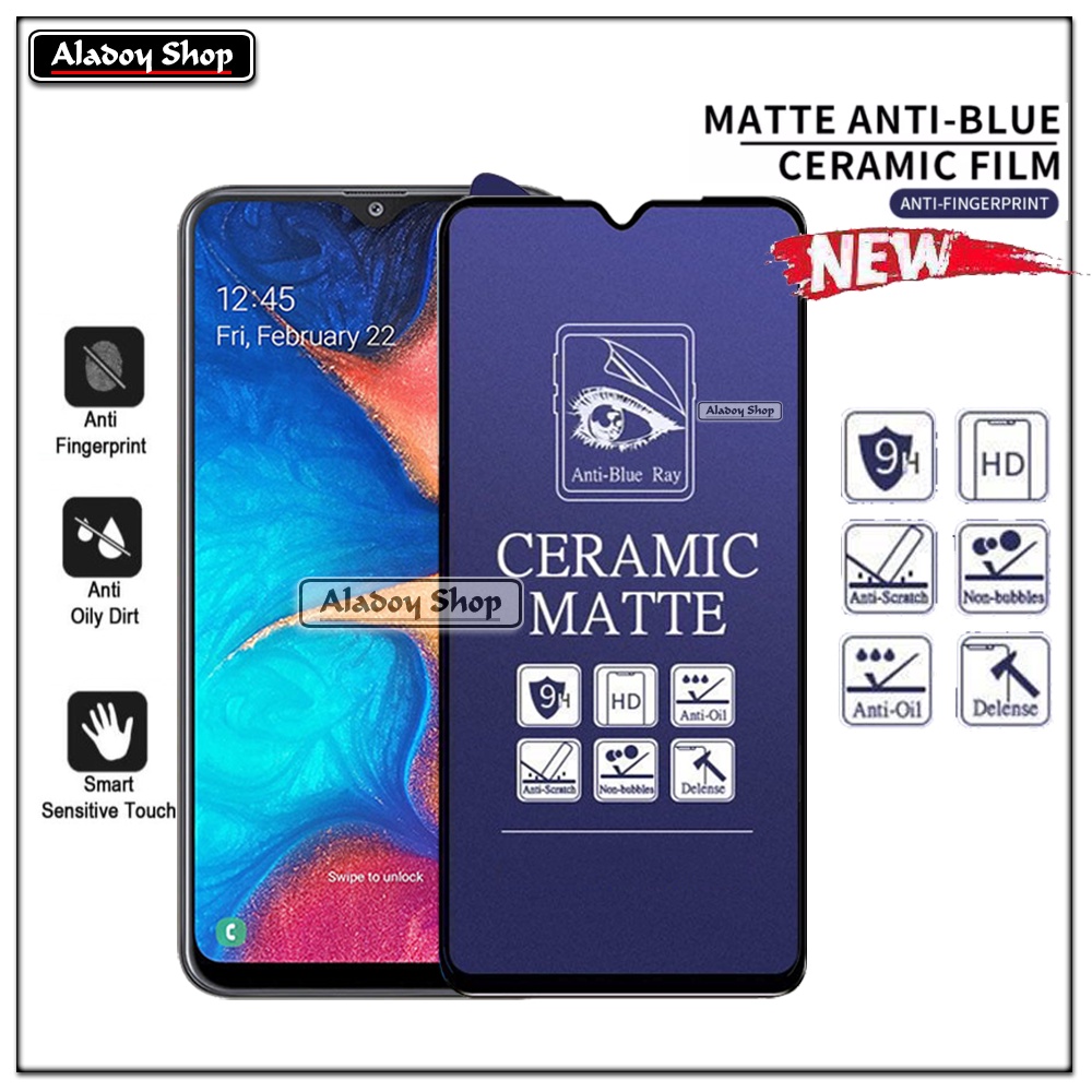 PAKET 3IN1 Anti Gores Blue Matte Anti Glare Samsung A20/A30 + Tempered Glass Camera dan Skin Carbon