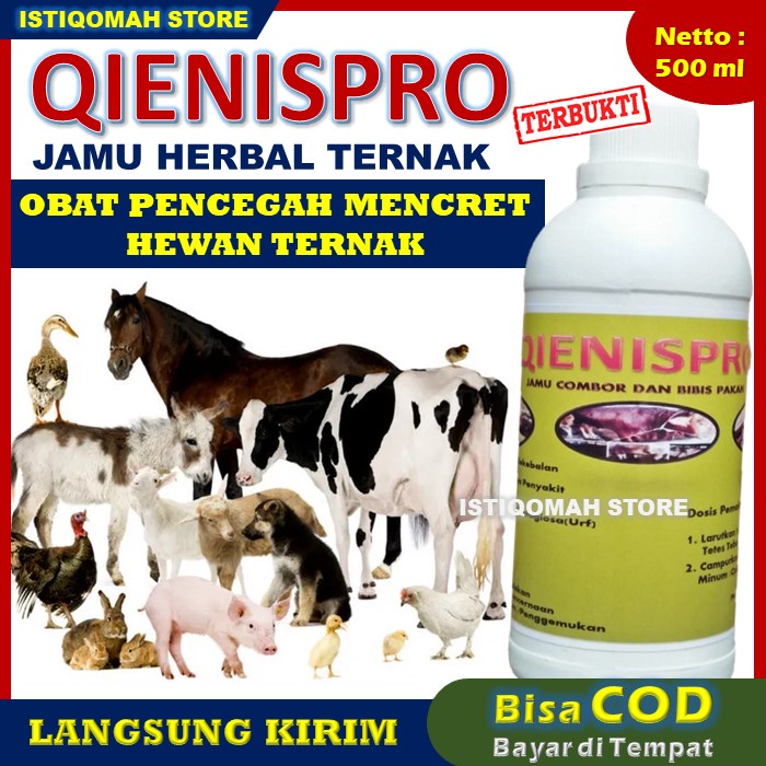 Obat Nafsu Makan Hewan Sapi QIENISPRO 500ML Obat Penambah Nafsu Makan Penambah Berat Badan Penggemuk Hewan Sapi - Obat Penafsu Makan dan Minum Sapi - Obat Nafsu Makan dan Penggemuk Badan Sapi Unggul