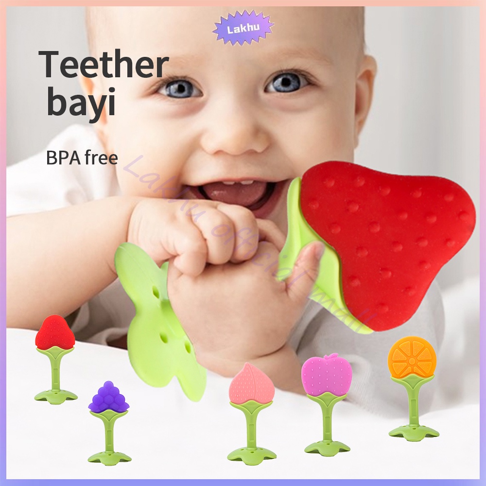 Gigitan Bayi Anak Buah Buahan Odot Mainan Gigi Bahan Silikon Karet Baby Fruit Teether Melatih Mengunyah Melatih Balita Silikon BPA FREE ACK22