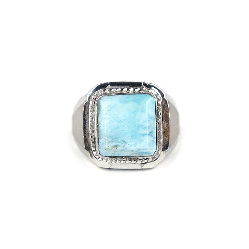 Cincin Batu Permata Natural Blue Larimar Ring Monel Termurah