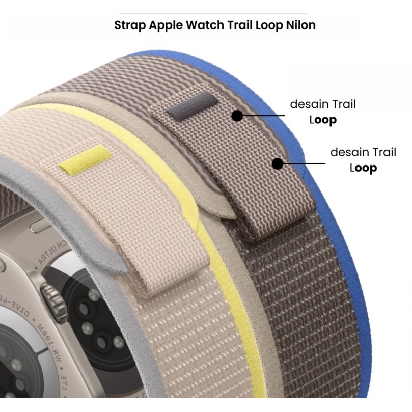 Strap Apple Watch Tali Pengganti  iWATCH TRAIL LOOP Nylon Strap for iWatch series 8 7 6 5 4 3  Ultra