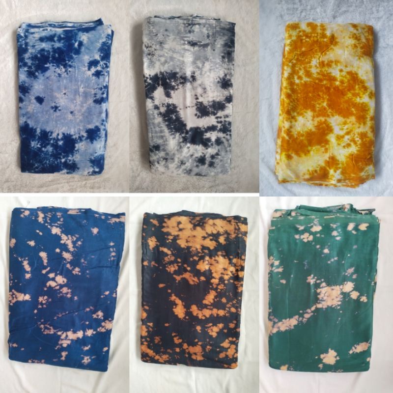 Kain Rayon Motif Tie Dye Handmade (Jumputan) || Bahan Mukena Daster (harga per 0.5 m)