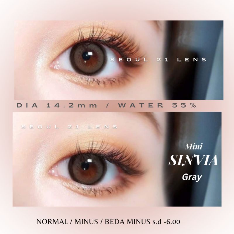 SOFTLENS MINI SINVIA KITTY KAWAII GRAY BROWN NORMAL MINUS