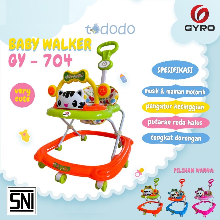 Alat Bantu Belajar Jalan Bayi Baby Walker GYRO - GY 703 / 704 / 312 Dengan Musik &amp; Dorongan