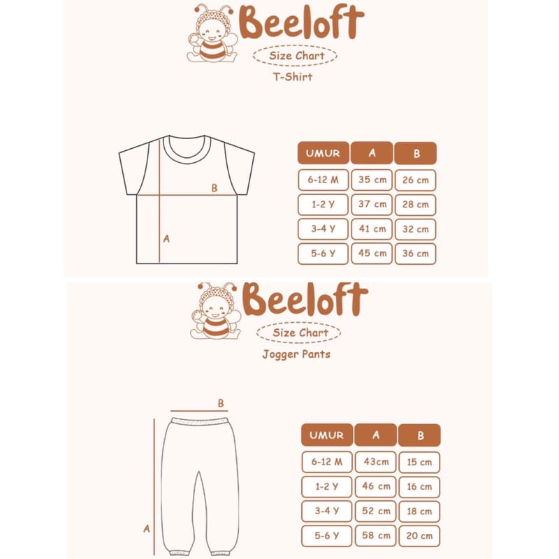 Setelan Baju Bayi Oblong Pendek Comfy Set Beeloft Baju Pendek Celana Pendek Anak 6 Bulan - 6 Tahun