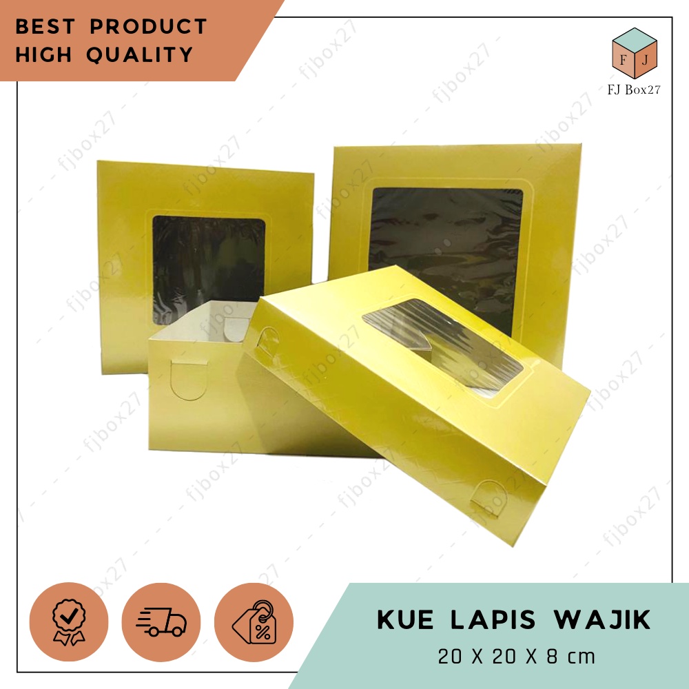 (10 pcs) BOX KUE LAPIS WAJIK DUPLEK 20X20X8 CM / DUS KUE LAPIS SPIKOE / KEMASAN NATAL / DUS LEBARAN 