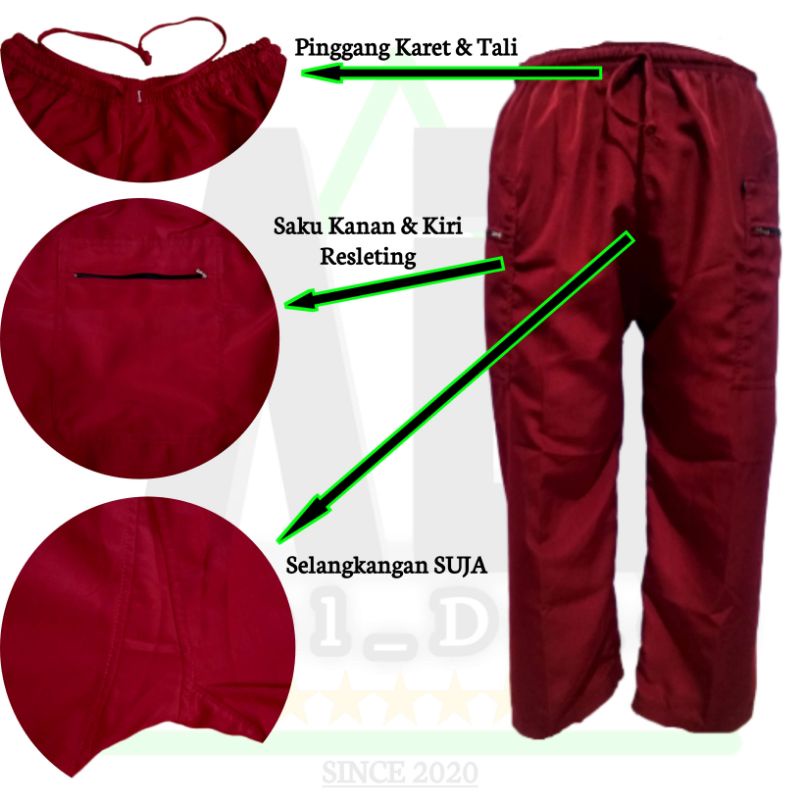 Celana sirwal jumbo warna maroon termurah celana pangsi celana komprang celana adem size M - XXL