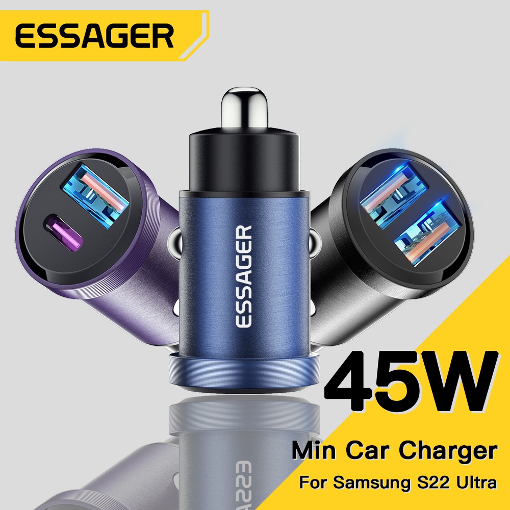 zenchana_ - essager charger mobil cepat 45w usb & type c adapter charger mobil motor truk