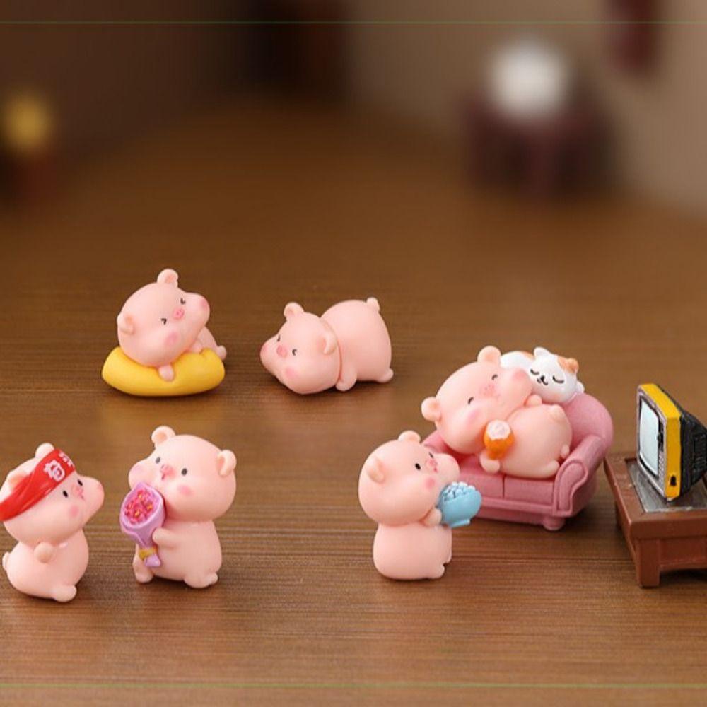 Suyo 6pcs/Set Patung Miniatur Lucu Aksesoris Meja Dekorasi Kamar Dekorasi Rumah
