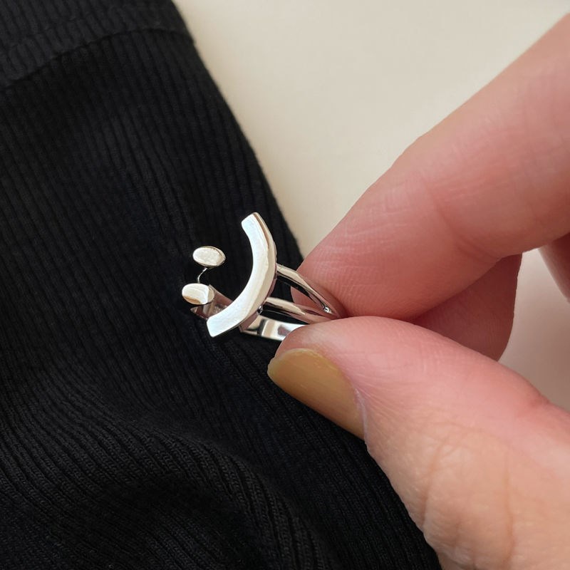 Cincin Couple Smiley Perak Lucu Unisex Adjustable