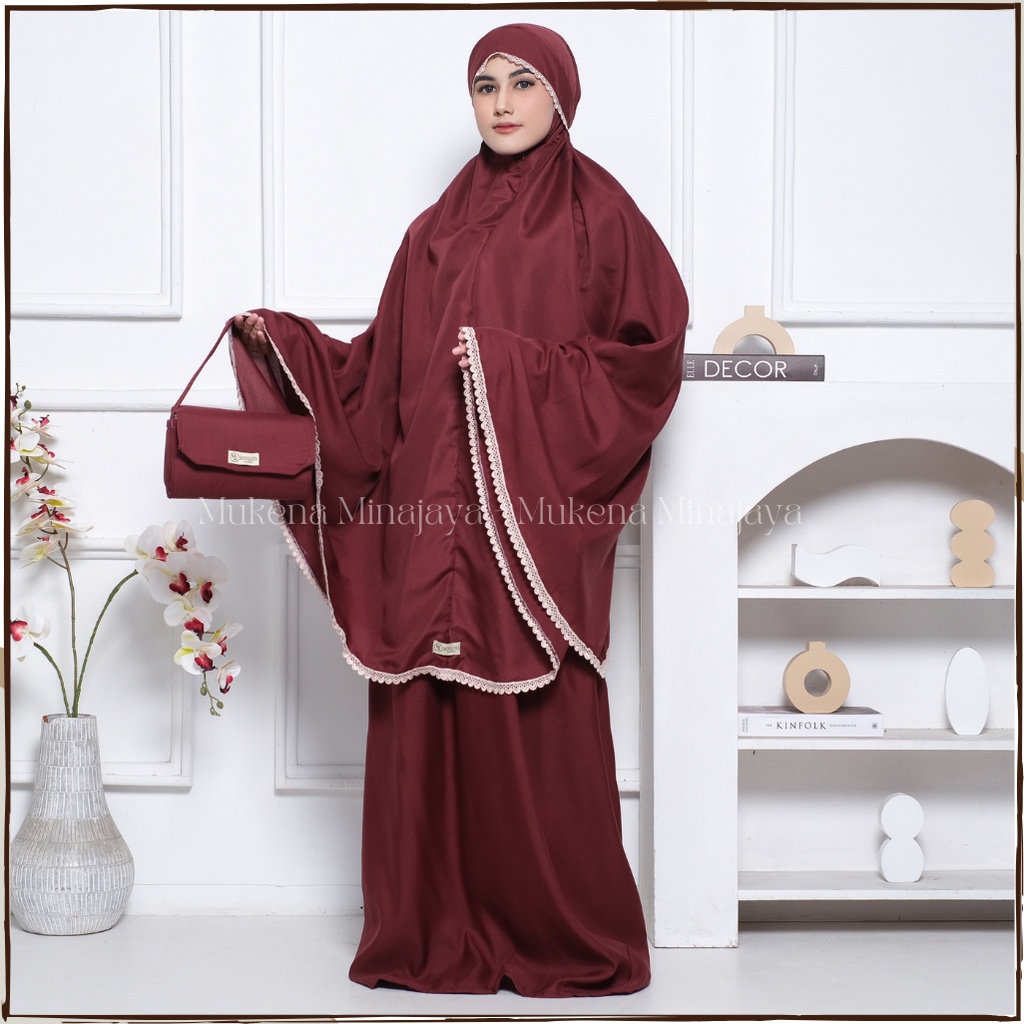 MINAJAYA - Mukena Lesty Dewasa 3 In 1 Renda Gyper Mewah Traveling Bahan Katun Premium Fashion Mukenah Muslim Terbaru