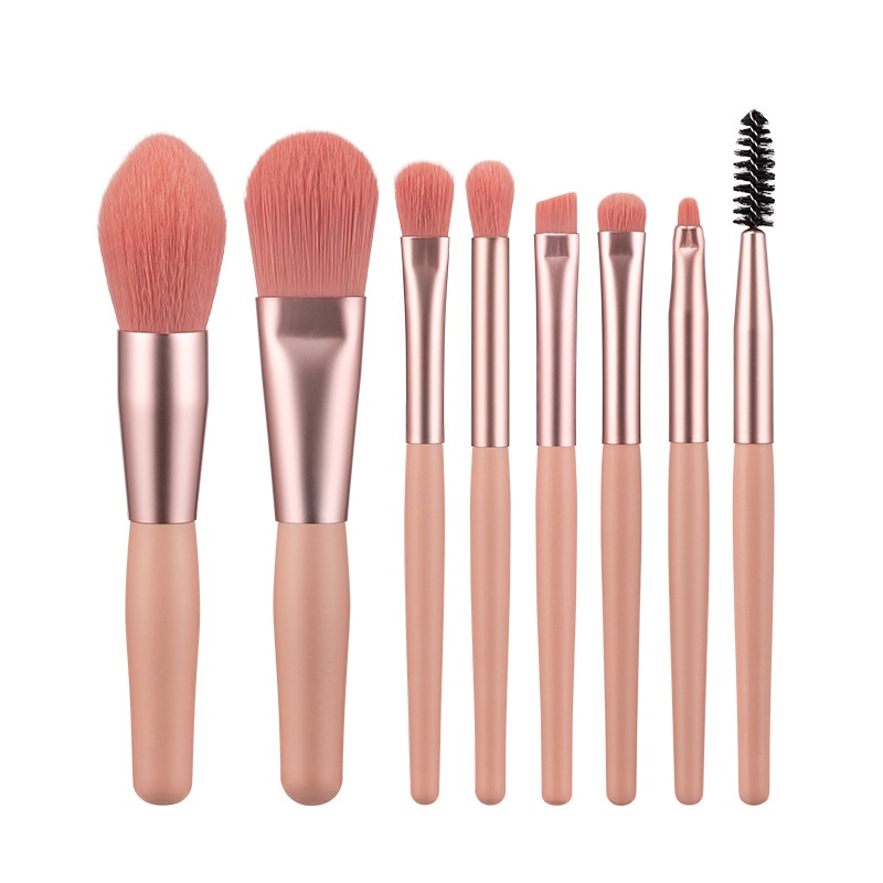 Set Mini Travel h433 Make Up Brush 8 pcs + Pouch Kuas Set Make Up ACC