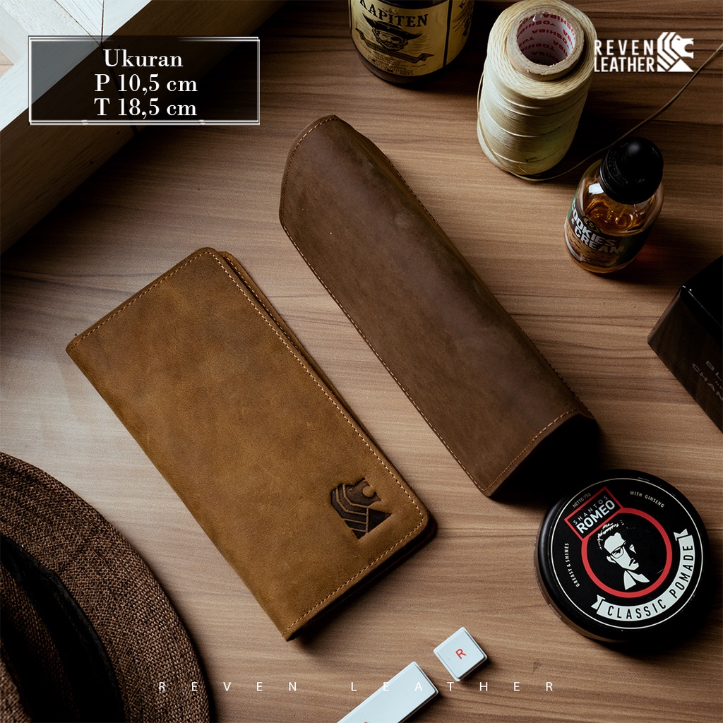 Dompet Kulit Sapi Asli Model Panjang GAVIN WALLET Fashion Pria Cowok Kekinian 100% Original Leather Wallet Crazy Horse Type by Crown Leather CrownLeather Store