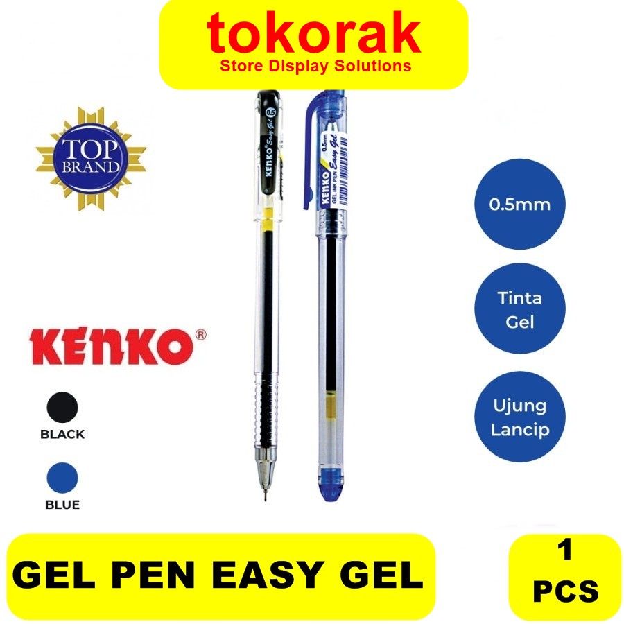 

PULPEN GEL - GEL PEN 0.5MM KENKO - EASY GEL - GEL TINTA PEN HITAM
