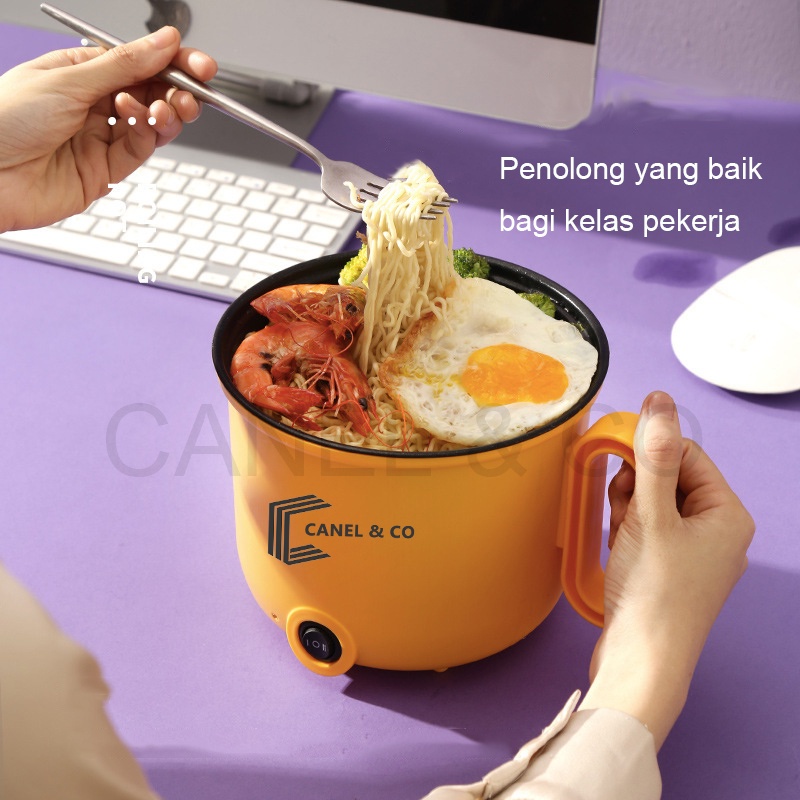 CANEL &amp; CO Panci Listrik 450 Watt Goreng Kukus Masak Multifunctional Electric Frying Pan Panci Listrik Lapisan Teflon/Panci Listrik Multifungsi Free Kukusan / Steamer  Lapis Keramik Teflon