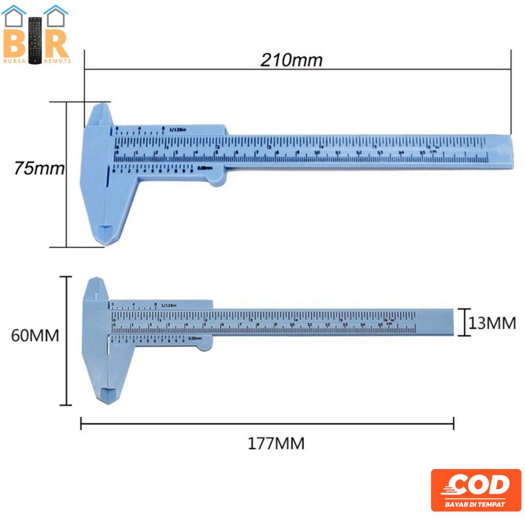 Jangka Sorong Penggaris Sigmat Plastik Alat Ukur Panjang 8 Inch Vernier Cliper Gauge 0 - 200MM