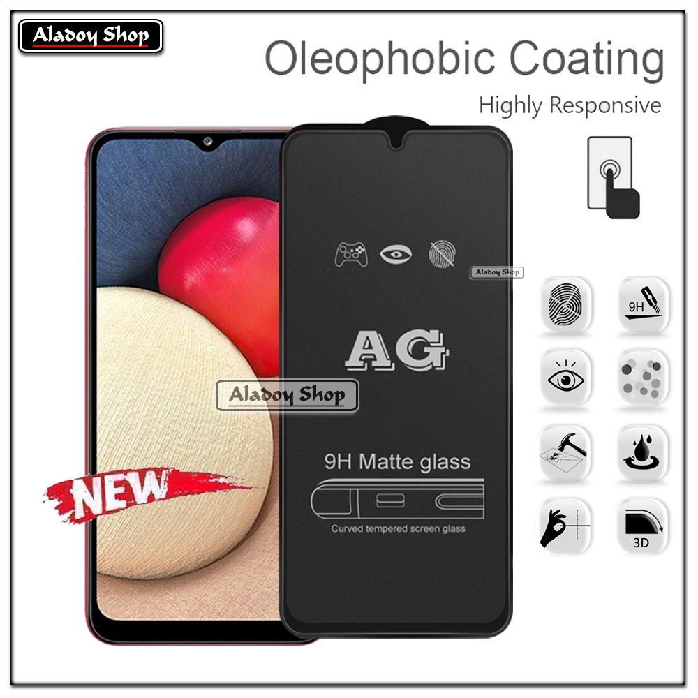 Paket 3IN1 Tempered Glass Layar Matte Anti Glare Samsung A02S/M02S Free Tempered Glass Camera dan Skin Carbon