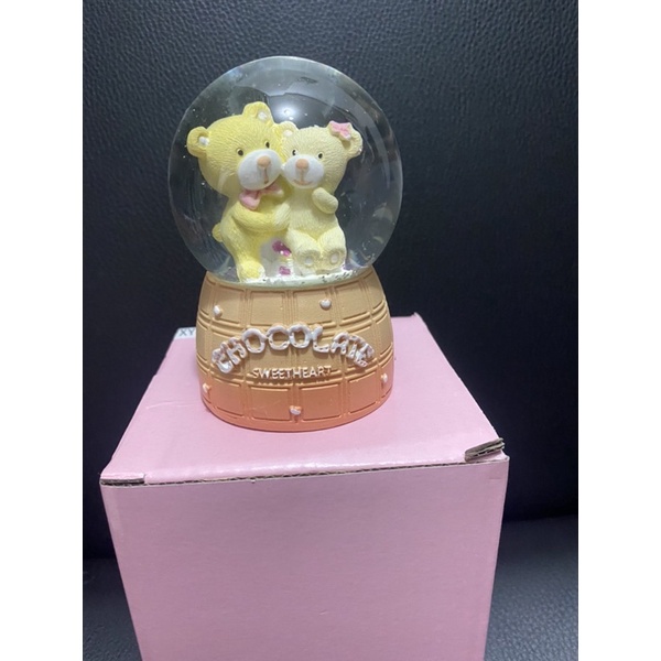 bola kristal salju lampu snowball  kado dgn karakter Twin bear so cute imut