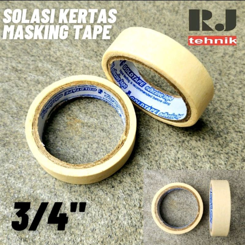 Jual Isolasi Kertas Solasi Lakban Selotip Kertas Masking Tape Kecil 3/4