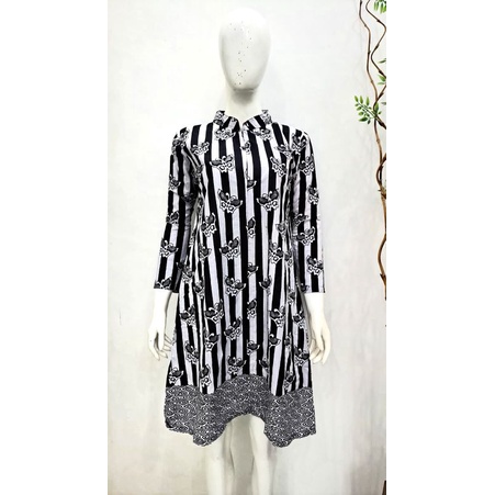 TUNIK BATIK KUPU ATASAN BATIK WANITA RESLETING DEPAN