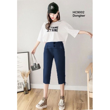 HC9002 Celana Wanita 3/4 Cotton Stretch + Mata Ayam + Tali Samping / Celana Katun Wanita / Celana 3/4 Katun / Celana Cewek / Celana Korea