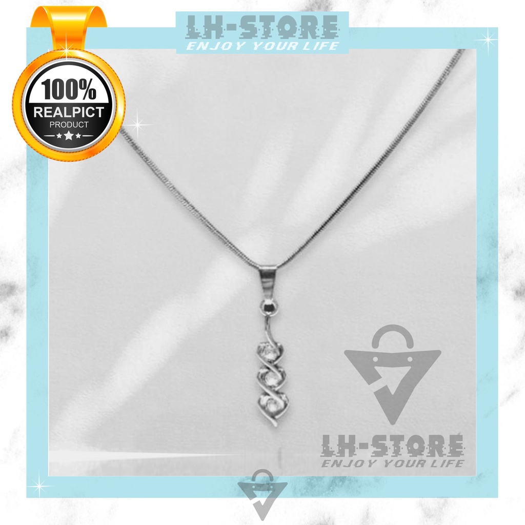 KALUNG PRIA/WANITA TERBARU LIONTIN PERMATA BARIS LOVE ANTI KARAT DAN TIDAK LUNTUR