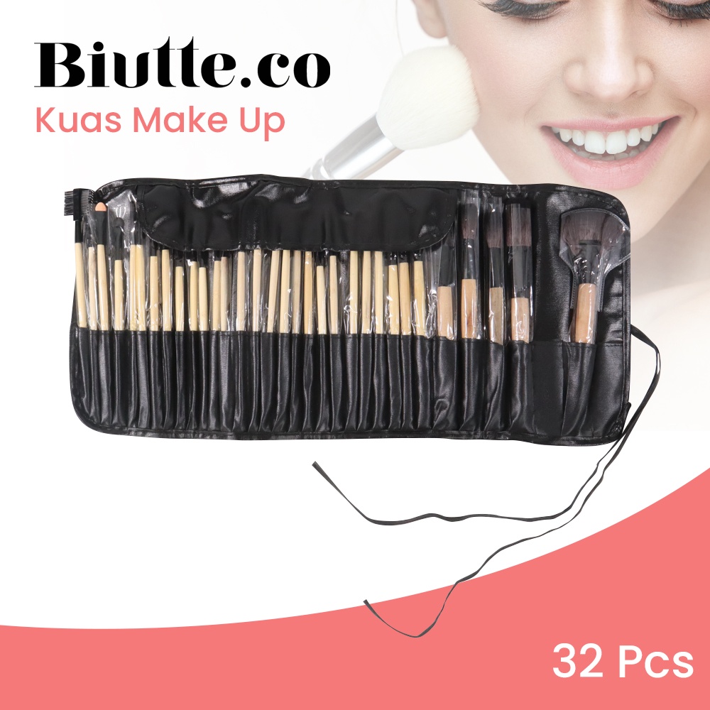 Professional Brush OMHR7SBK Make Up 32 Set dengan Pouch - Black