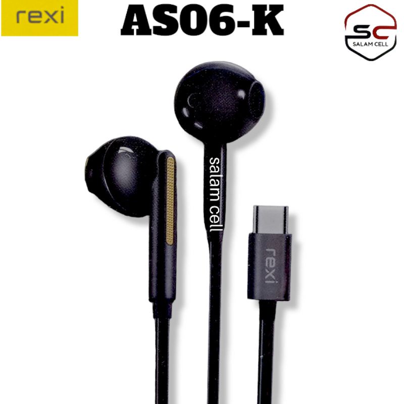 Headset Type-C Rexi AS06K HD Stereo Original Garansi Resmi