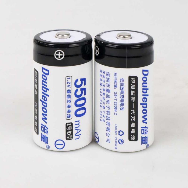 DOUBLEPOW Baterai Cas D Rechargeable Button Top 1.2V 5500mAh 2 PCS LR20