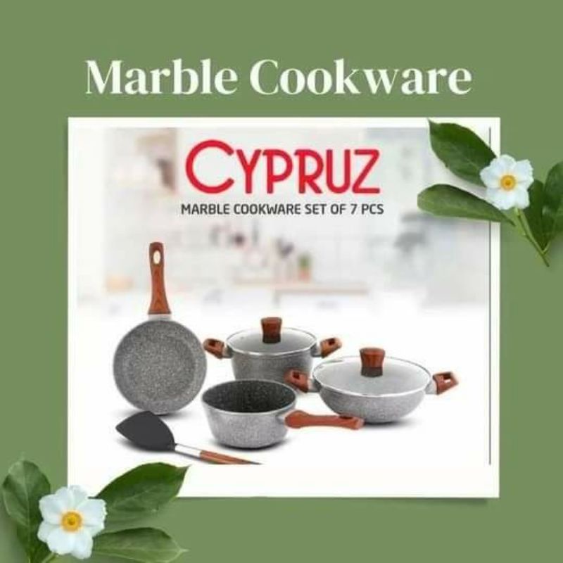 cypruz marble cookware set / panci set anti lengket tebal