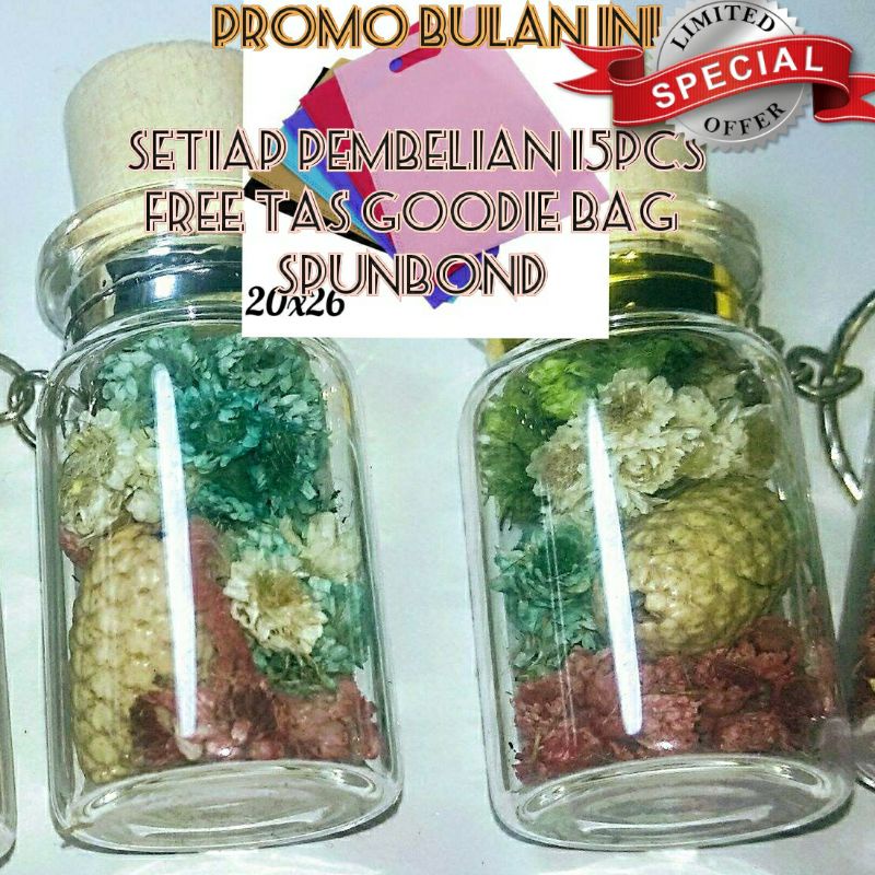 GANTUNGAN KUNCI EDELWEISH UNIK BUNGA DALAM BOTOL