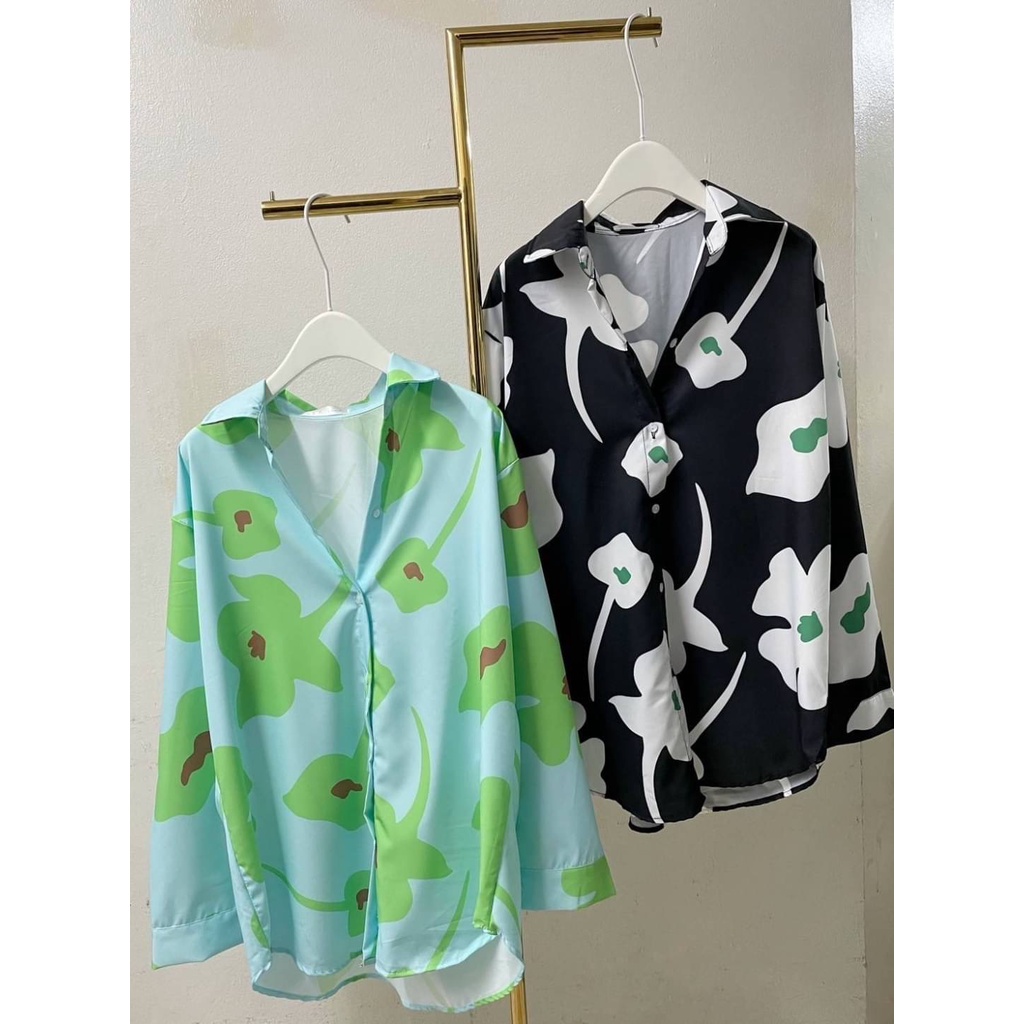 KEMEJA NOK BANGKOK OVERSIZED MOTIF BUNGA FASHION WANITA IMPORT BANGKOK