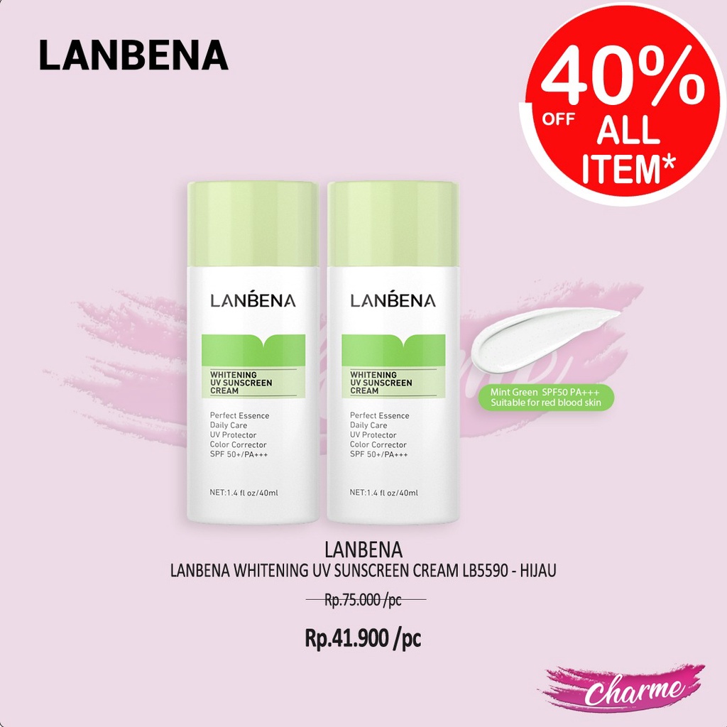 (READY &amp; ORI) LANBENA WHITENING UV SUNSCREEN CREAM LB5590 - HIJAU SPF 50 PA+++