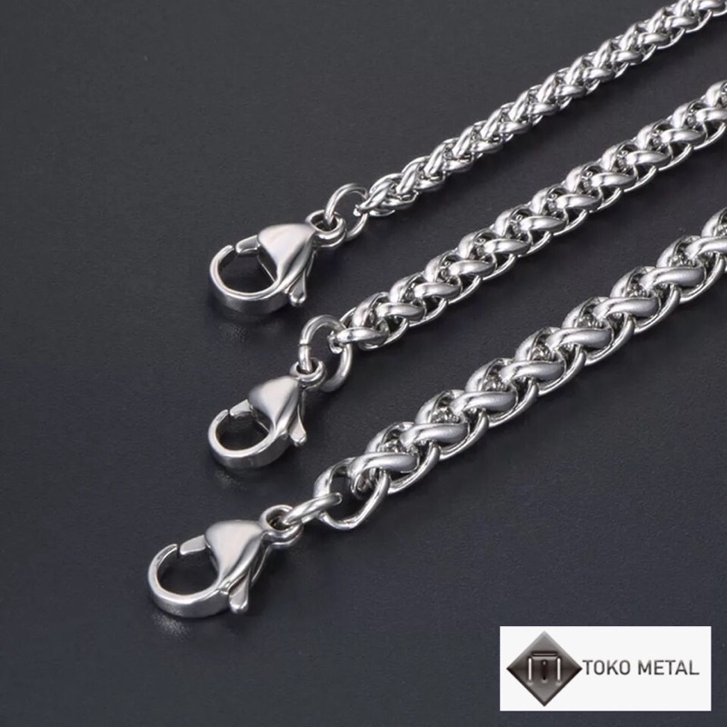 Kalung Titanium Rantai Bulat Pria Anti Karat 3mm, 4mm, 5mm Panjang 60 cm [Toko Metal ]