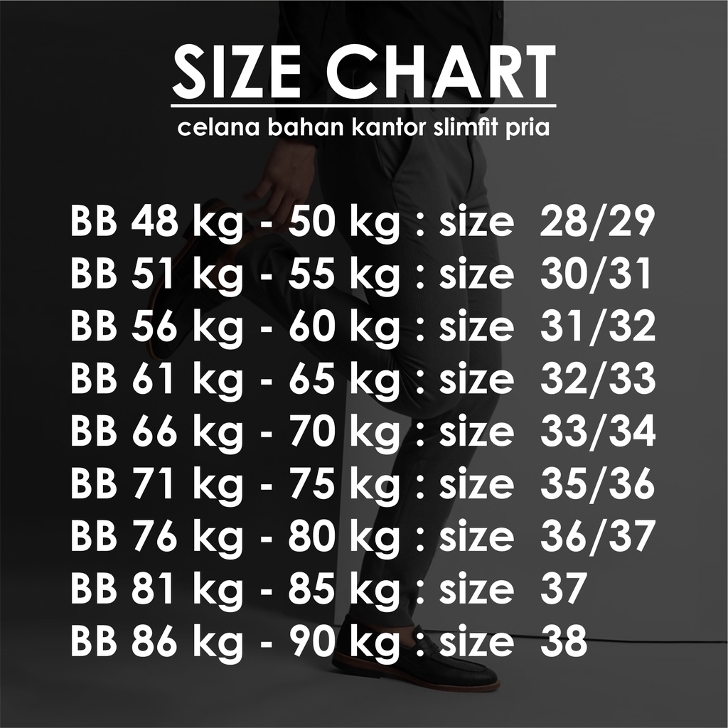 Celana Kerja Angkle Kantor Formal Pria Slimfit Premium Size 27 Sampai 38