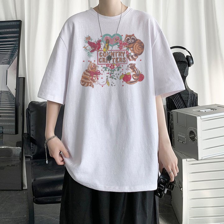 RDGF official shop kemeja leher bulat kaos cotton kaos hitam oversize PRIA &amp; WANITA (UNISEX)