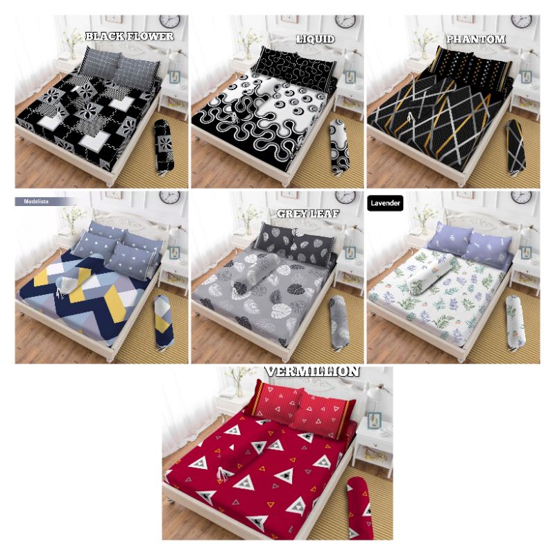 HS SPREI FITTED VITO UK 160x200/180X200 BLOODY MARY, LAVENDER, MODELISTA, BLACK FLOWER, GREY LEAF, L