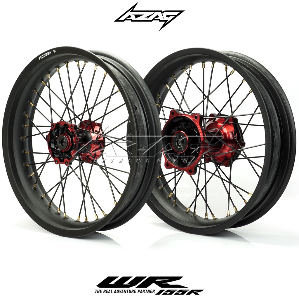 VELG SET WHEELSET SUPERMOTO YAMAHA WR TROMOL SCARLET VELG ROSSI
